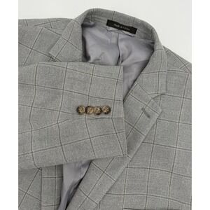 Ralph Lauren Blazer Mens 52R Gray Windowpane Plaid Silk Wool Sport Coat Jacket